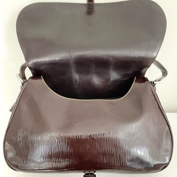 Prada Patent Leather Shoulder Hobo Bag Buckle Flap Triangle Logo - Picture 8 of 17